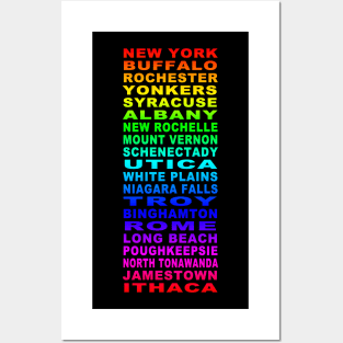 Rainbow New York Cities Bus Roll Posters and Art